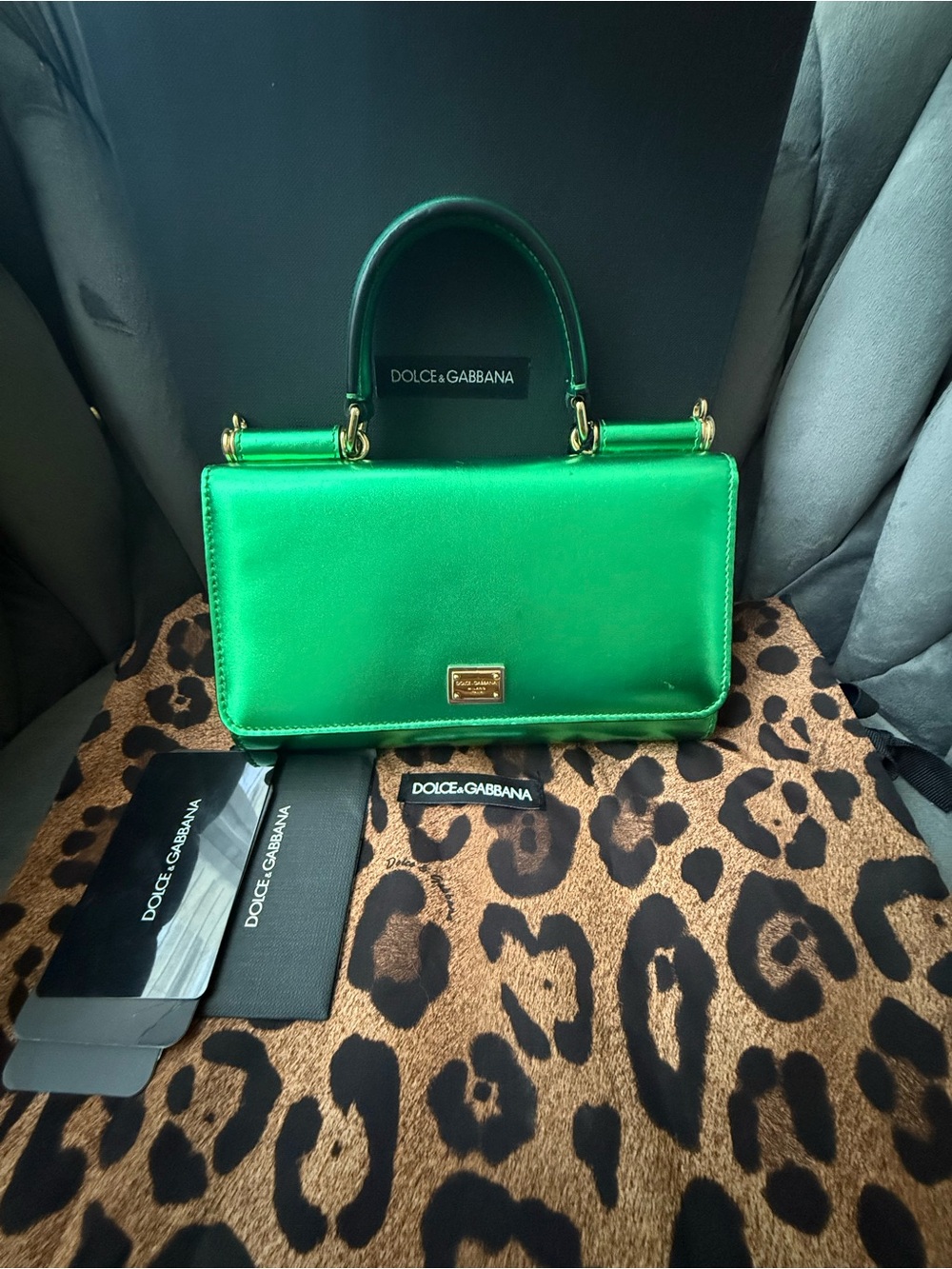 Dolce & Gabbana Leather Clutch Nappa Laminata Phone Bag
